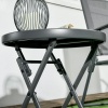 Afbeelding van Outsunny Φ45cm Ronde Opvouwbare Bijzettafel met Imitatie Marmeren Top, Zwart