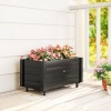 Afbeelding van Outsunny - Plantenbak van Dennenhout met Wielen - Zwart