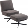Afbeelding van Homcom Accent Stoel met Poef - Polyester - 91L x 68B x 93H cm - Donkergrijs