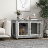 Afbeelding van PawHut Huisdierenkrat bijzettafel met kussen voor middelgrote en grote honden, grijs