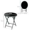 Afbeelding van Outsunny Φ45cm Ronde Opvouwbare Bijzettafel met Imitatie Marmeren Top, Zwart