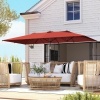 Afbeelding van Outsunny Dubbelzijdige Parasol - Polyester, Metaal - Wijnrood 150L x 295B x 170-214H cm