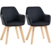 Afbeelding van HOMCOM Eetkamerstoel van Samt (100% Polyester), Gummihout - 54L x 57B x 80H cm - Zwart
