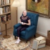 Afbeelding van HOMCOM Gecapitonneerde Wingback Stoel met Hoge Rug, Blauw, voor Woonkamer en Slaapkamer