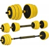 Afbeelding van HOMCOM 25 kg verstelbare 3-in-1 halterset met lange stang - Geel A91-088V01