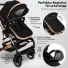 Afbeelding van KIDUKU 3-in-1 combi-kinderwagen zwart/goud met buggy, autostoeltje en regenhoes, inklapbaar