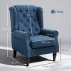 Afbeelding van HOMCOM Gecapitonneerde Wingback Stoel met Hoge Rug, Blauw, voor Woonkamer en Slaapkamer