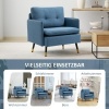 Afbeelding van HOMCOM Polstersessel met kussen, loungestoel met linnenlook, staal, donkerblauw, 76 x 68 x 80 cm