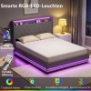 Afbeelding van HOMCOM Bedframe van Polyester en Metaal - 214L x 146,5B x 113H cm - Grijs