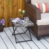Afbeelding van Outsunny Bijzettafel van staal en polyrattan - 40x40x40 cm - Grijs