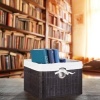 Afbeelding van Bamboe opbergmand - stof - badkamer - 20x31x31 cm - voor speelgoed - opvouwbaar - bruin