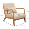 Afbeelding van HOMCOM Accent Stoel - Fluweel (100% polyester) - 61x78x76cm - Beige