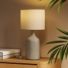 Afbeelding van HOMCOM Vintage Tafellamp met Keramische Voet en Linnen Kap, Zandbruin+Wit