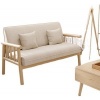 Afbeelding van HOMCOM 2-zits Sofa - Polyester, Gummihout - 123L x 69B x 74H cm - Beige