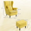 Afbeelding van HOMCOM Accentstoel met ottoman - Geel polyester en schuim - 83L x 75B x 104H cm
