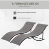 Afbeelding van Outsunny Aluminium Tuinligstoel, Donkergrijze Textileen