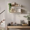 Afbeelding van HOMCOM Set van 2 Zwevende Wandplanken, Wit en Natuurhout, 80 x 16,5 x 20 cm