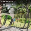 Afbeelding van Outsunny Rattan Hangstoel Zwart, Staal en PE-Rattan 102x102x195 cm