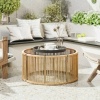 Afbeelding van Outsunny Rattan koffietafel - PE-rattan, gehard glas - Ø70 x 33H cm - Bruin