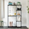 Afbeelding van HOMCOM Draagbare Stoffen Kast met Kledingstang en Planken, Zwart, 111 x 43 x 185 cm