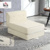 Afbeelding van HOMCOM 1-zits fauteuil met verwarming en opvouwbare matras, crèmekleurig corduroy