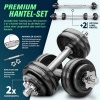 Afbeelding van RE:SPORT 2-in-1 gietijzeren halterset, 15 kg, verstelbaar met korte/lange halter en verbindingsbuis