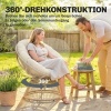 Afbeelding van Outsunny Draaibare Rotanstoel - Crèmewit, 93L x 81B x 87H cm, Staal en PE-rotan