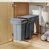 Afbeelding van HOMCOM Inbouwafvalbakken voor Keuken Kunststof, Metaal 52L x 26B x 40,8H cm Grijs