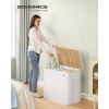 Afbeelding van SONGMICS Wasmand met deksel - 3 compartimenten - 170L - Bamboe - Wit - 70 x 40 x 61 cm
