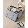 Afbeelding van SONGMICS Fluwelen Opbergbank met Deksel en 2 Opbergdozen, 38 x 76 x 38 cm, Duifgrijs