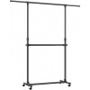 Afbeelding van SONGMICS Kledingrek met uittrekbare bovenstang en wielen, hoogte verstelbaar 113-180 cm, zwart