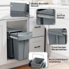 Afbeelding van HOMCOM Inbouwafvalbakken voor Keuken Kunststof, Metaal 52L x 26B x 40,8H cm Grijs
