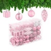 Afbeelding van Kerstballen set van 72 - plastic - onbreekbaar - hartjes en sokjes - roze