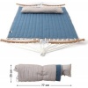 Afbeelding van SONGMICS gewatteerde hangmat voor 2 personen met bamboe spreidstangen en kussen, blauw/beige