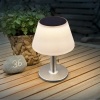 Afbeelding van Solar tafellamp voor buiten, IP44 waterdicht, RVS wit, 10x LED warm wit, 19,5x28 cm