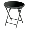 Afbeelding van Outsunny Φ45cm Ronde Opvouwbare Bijzettafel met Imitatie Marmeren Top, Zwart