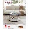 Afbeelding van VASAGLE LCT244G01 - Ronde salontafel met opbergruimte - stoffen mand - modern metalen frame