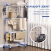 Afbeelding van HOMCOM Torenwasrek met wielen, 4 niveaus, uitschuifbaar, staal, blauw, 73 x 45,5 x 177 cm