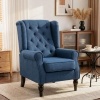 Afbeelding van HOMCOM Gecapitonneerde Wingback Stoel met Hoge Rug, Blauw, voor Woonkamer en Slaapkamer