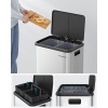 Afbeelding van SONGMICS Dubbele Vuilnisbak 2 x 30 L voor Recycling, Roestvrij Staal, Softclose, Wolkwit