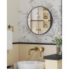 Afbeelding van SONGMICS Ronde Wandspiegel Ø 50 cm, Metalen Frame, Modern, Inktzwart voor Badkamer en Woonkamer
