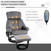 Afbeelding van HOMCOM massagefauteuil met kruk - fluweelachtig polyester, grijs, 76 x 80 x 102 cm