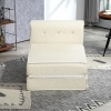 Afbeelding van HOMCOM 1-zits fauteuil met verwarming en opvouwbare matras, crèmekleurig corduroy