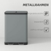 Afbeelding van HOMCOM Metaal Afvalemmer, Kunststof - 48,8L x 39,5B x 67H cm - Grijs