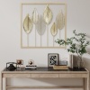 Afbeelding van HOMCOM Luxe Wanddecoratie Metalen Muursculptuur met Uniek Bladdesign voor Woonkamer en Slaapkamer