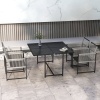 Afbeelding van Outsunny tuinset - 4 stoelen - staal - glas - zwart - lichtgrijs