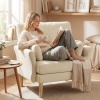 Afbeelding van Homcom Fauteuil van polyester en rubberhout - 103L x 80B x 88H cm - Crèmewit