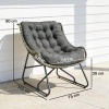 Afbeelding van Outsunny Rattan loungestoel - Staal, PE-rattan - 75L x 101B x 90H cm - Donkergrijs