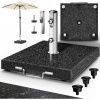 Afbeelding van tillvex® Granieten parasolvoet met wielen en handgreep 27 kg, vierkant, voor stokken 16-48 mm