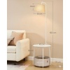 Afbeelding van VASAGLE 3-in-1 Bijzettafel met Lamp, Stalen Frame, Mat Wit, Voor Woonkamer en Nachttafel